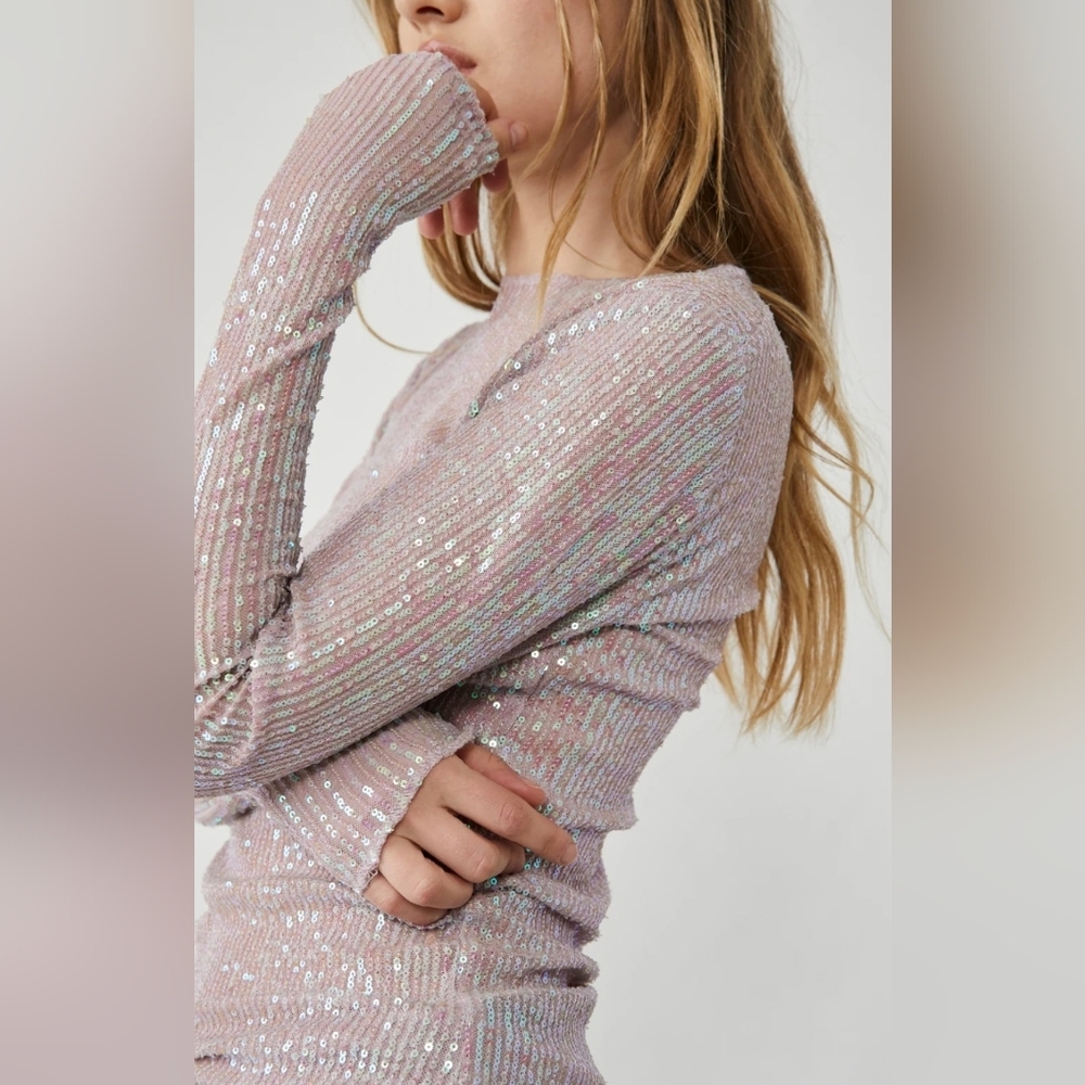 Free People Gold Rush Sequin Top - Picture 7 of 9